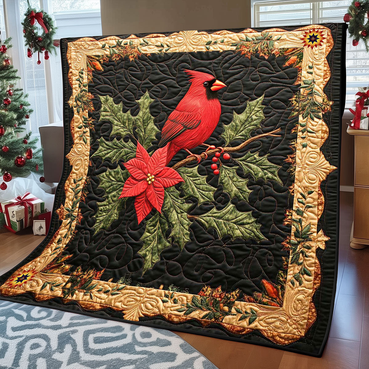 Christmas Cardinal Hearthside Quilt Blanket