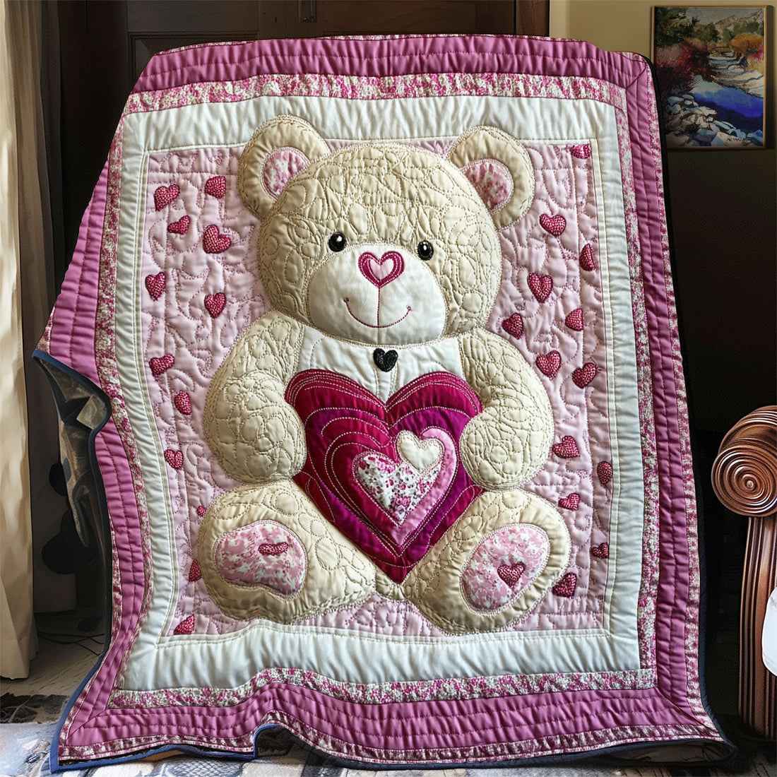 Teddy Bear Valentine Quiet Moments Quilt Blanket