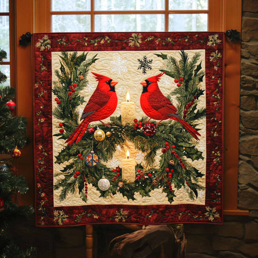 Christmas Cardinal Bird Winter Wonderland Quilt Blanket