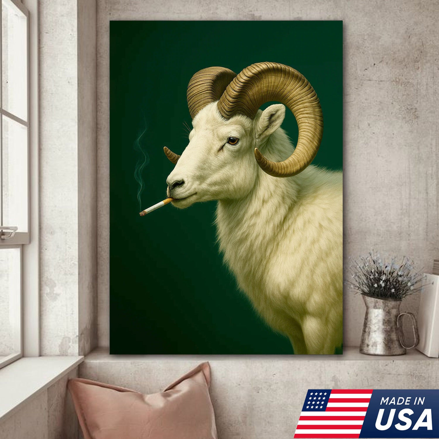 Dall Sheep Wall Art Canvas - Rustic Wildlife Decor for Cabin & Lodge - Hunting Gift Artwork
