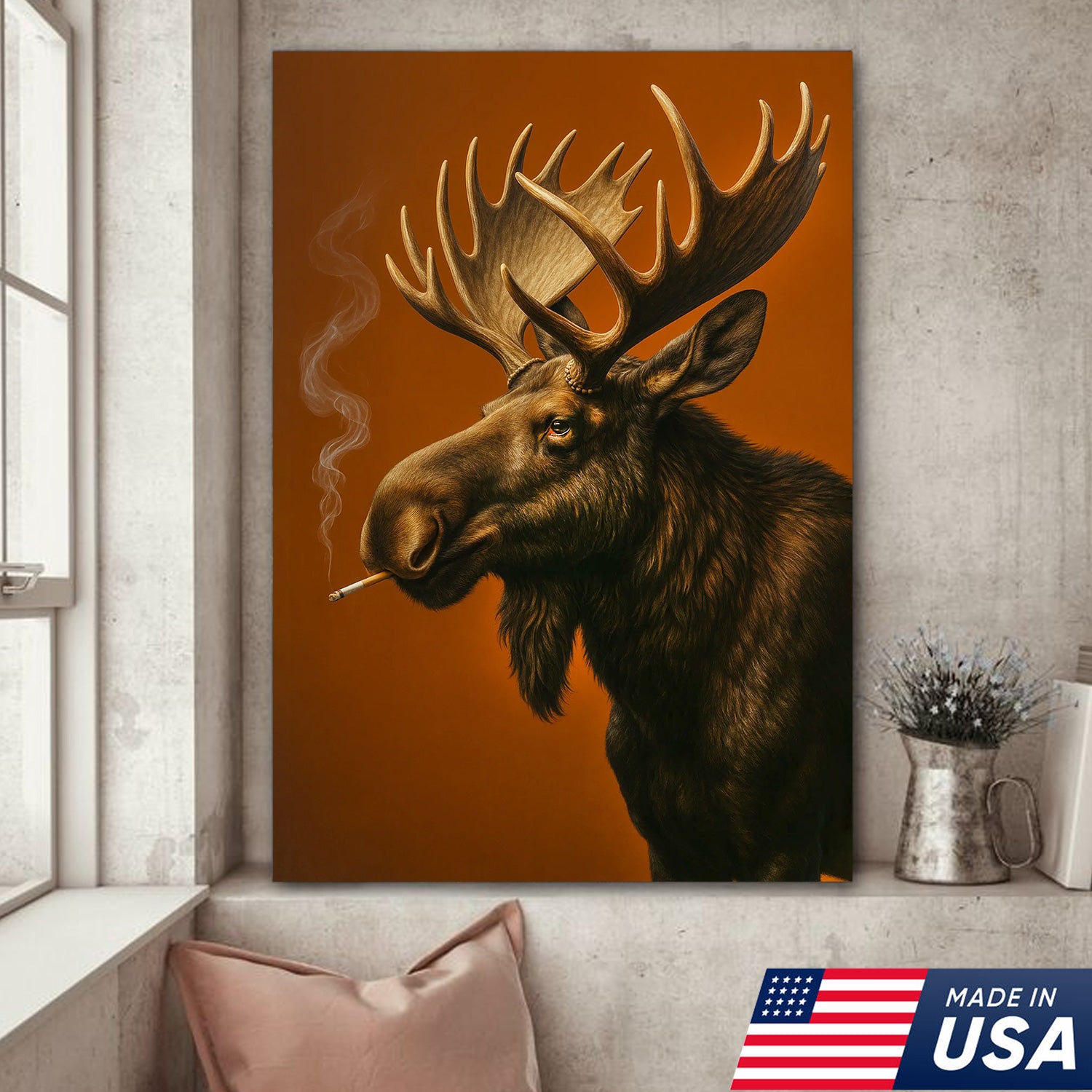 Moose Canvas Wall Art – Rustic Wildlife Artwork for Cabin, Lodge & Nature Lovers