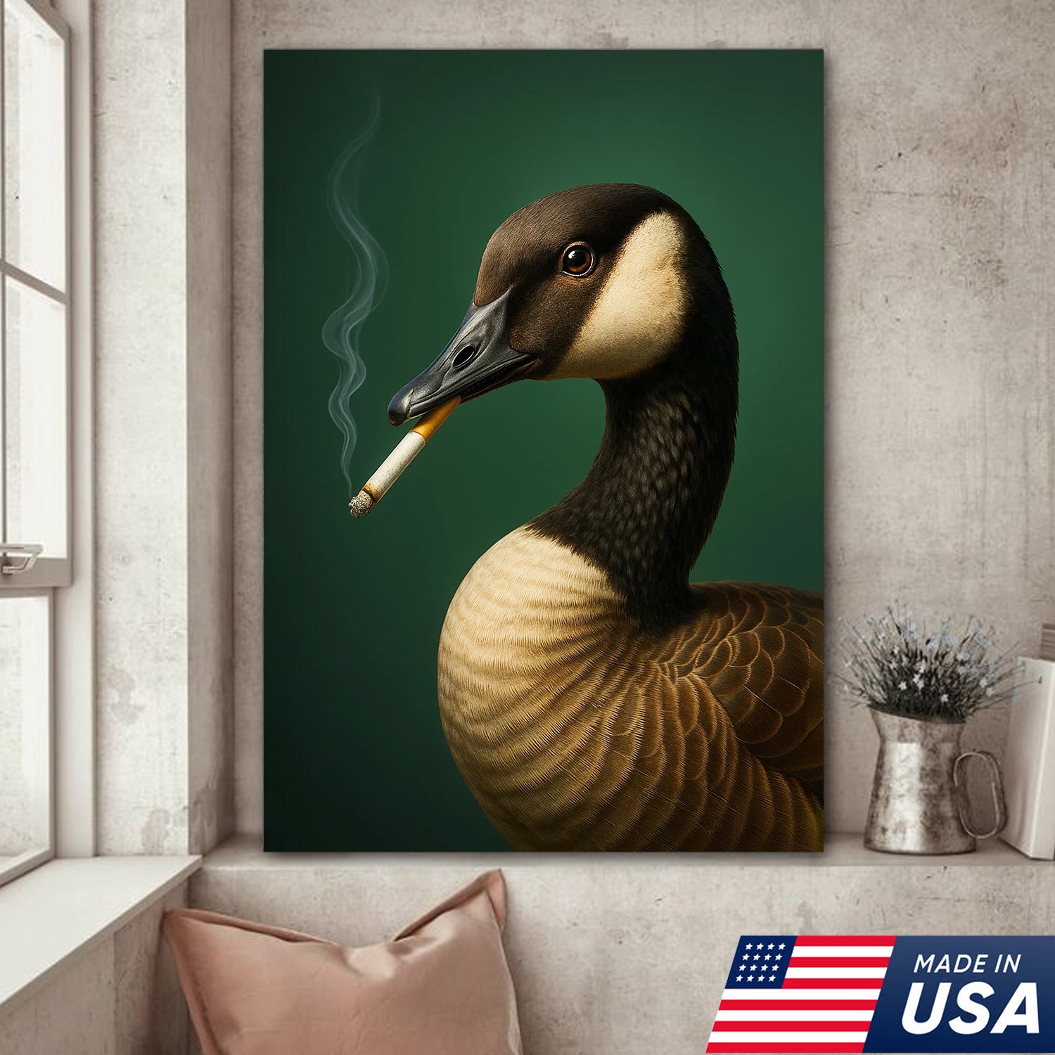 Canada Goose Wall Art Canvas - Rustic Wildlife Home Decor - Cabin & Hunting Lodge Artwork