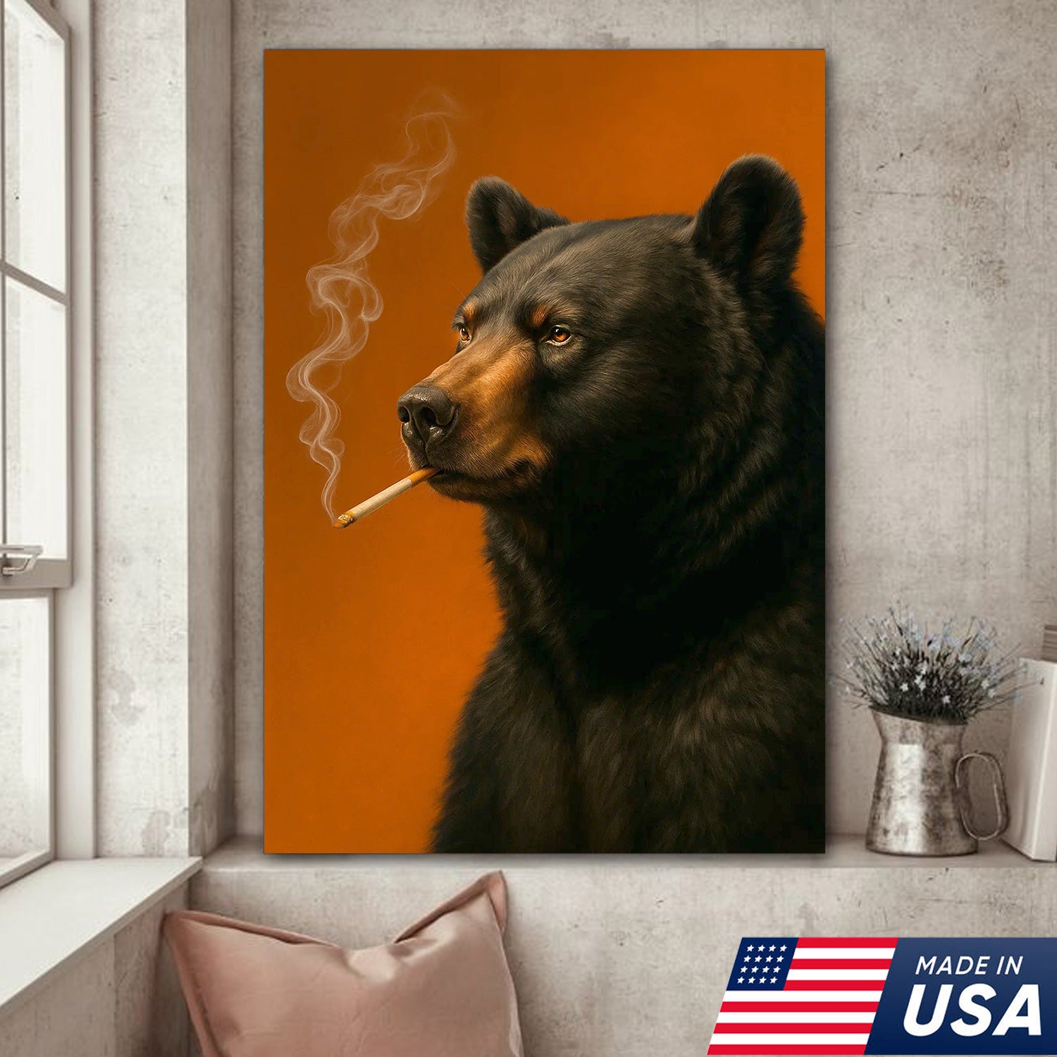Black Bear Canvas Wall Art – Bold Rustic Wildlife Decor for Cabin, Lodge & Nature Lovers