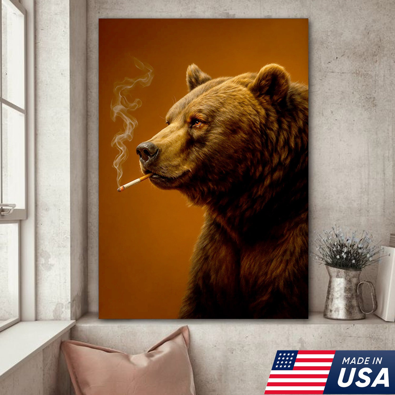 Grizzly Bear Canvas Wall Art – Majestic Rustic Wildlife Decor for Cabin, Lodge & Nature Lovers