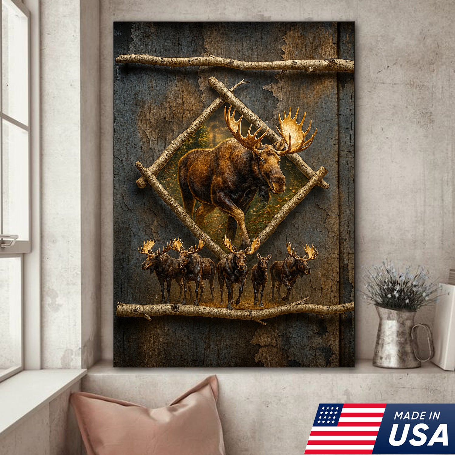 Majestic Moose Canvas Wall Art – Rustic Cabin Decor & Perfect Gift for Hunters