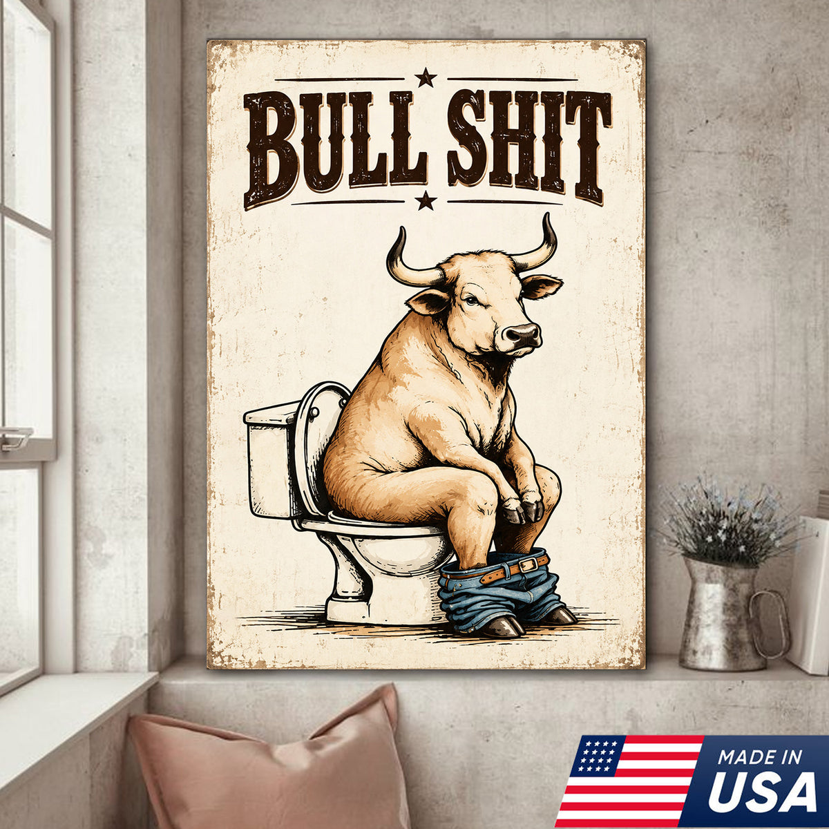 Bullshit Bathroom Humor Canvas