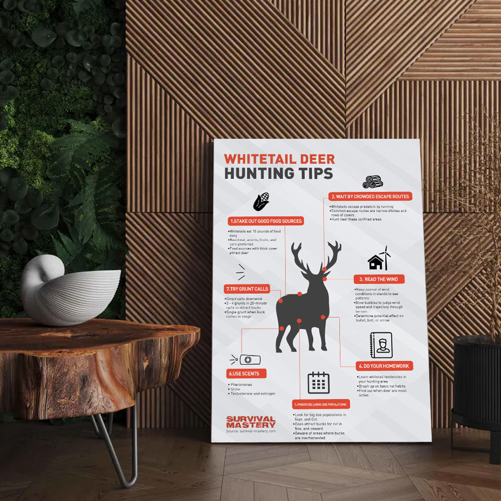 Whitetail Deer Hunting Tips Canvas Poster – Perfect Decor for Hunters – Boost Your Success in the Field