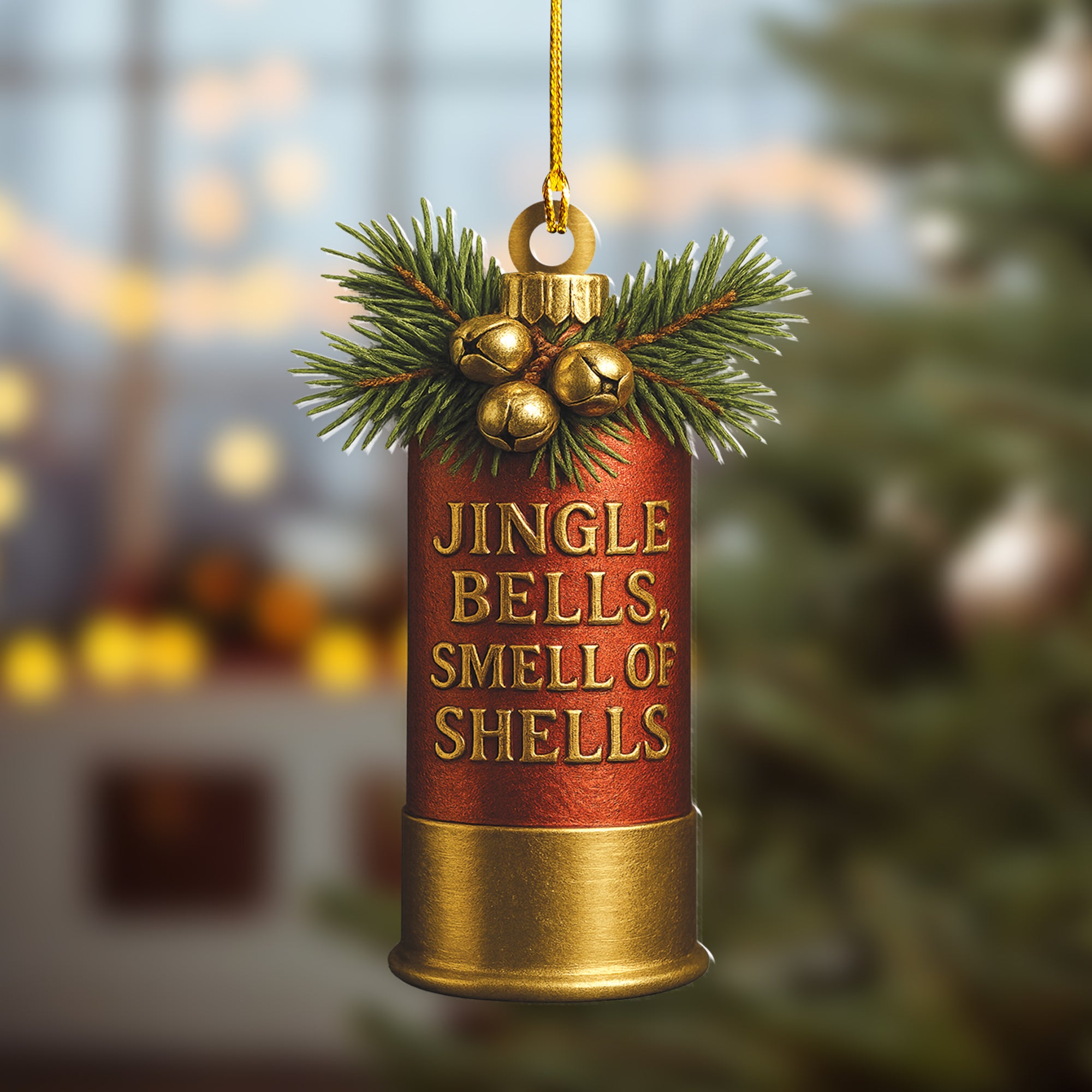 Funny Shotgun Shell Christmas Ornament – Rustic Hunting Tree Decoration Gift for Hunters