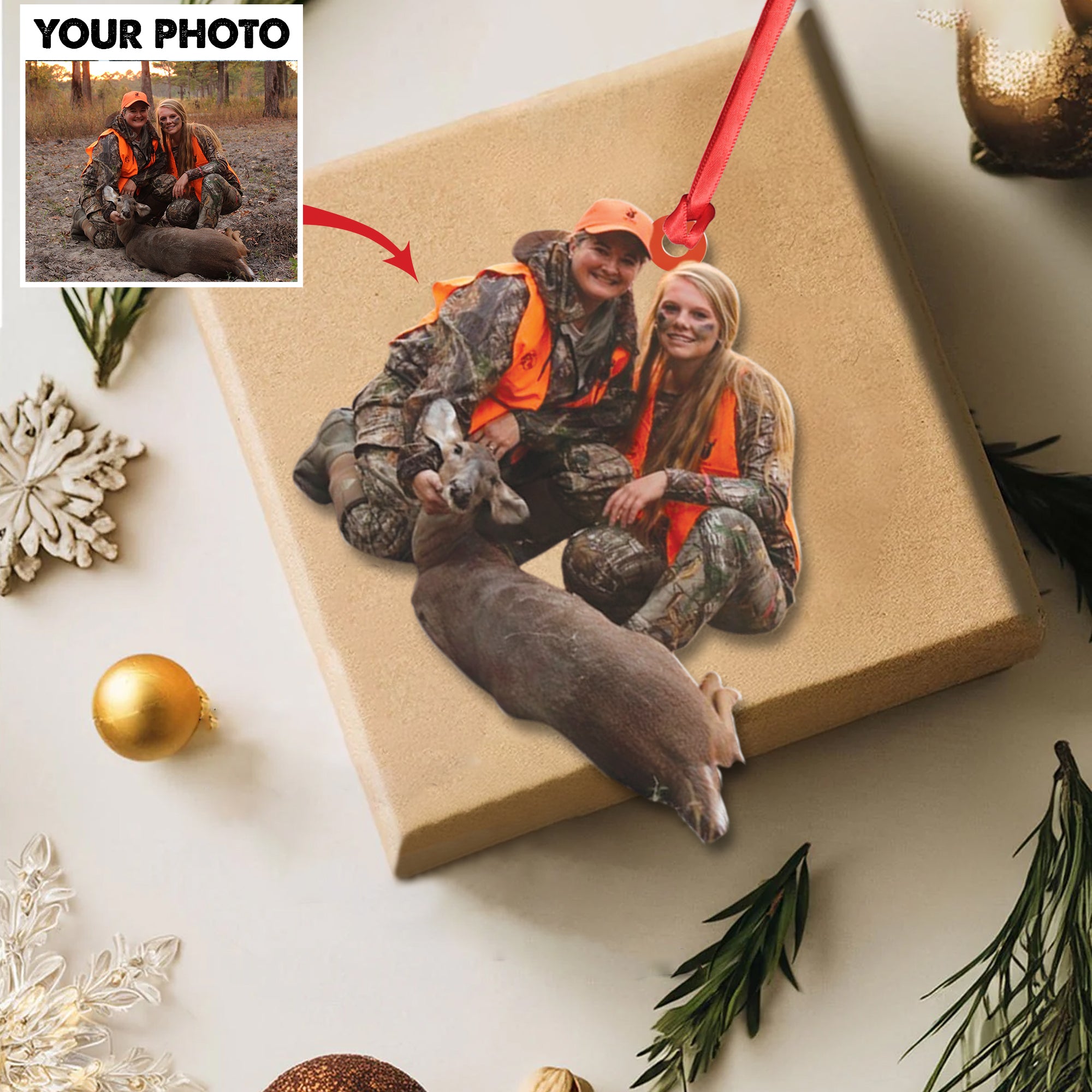 Personalized Hunting Acrylic Christmas Ornament – Custom Photo Gift for Hunters & Outdoor Lovers