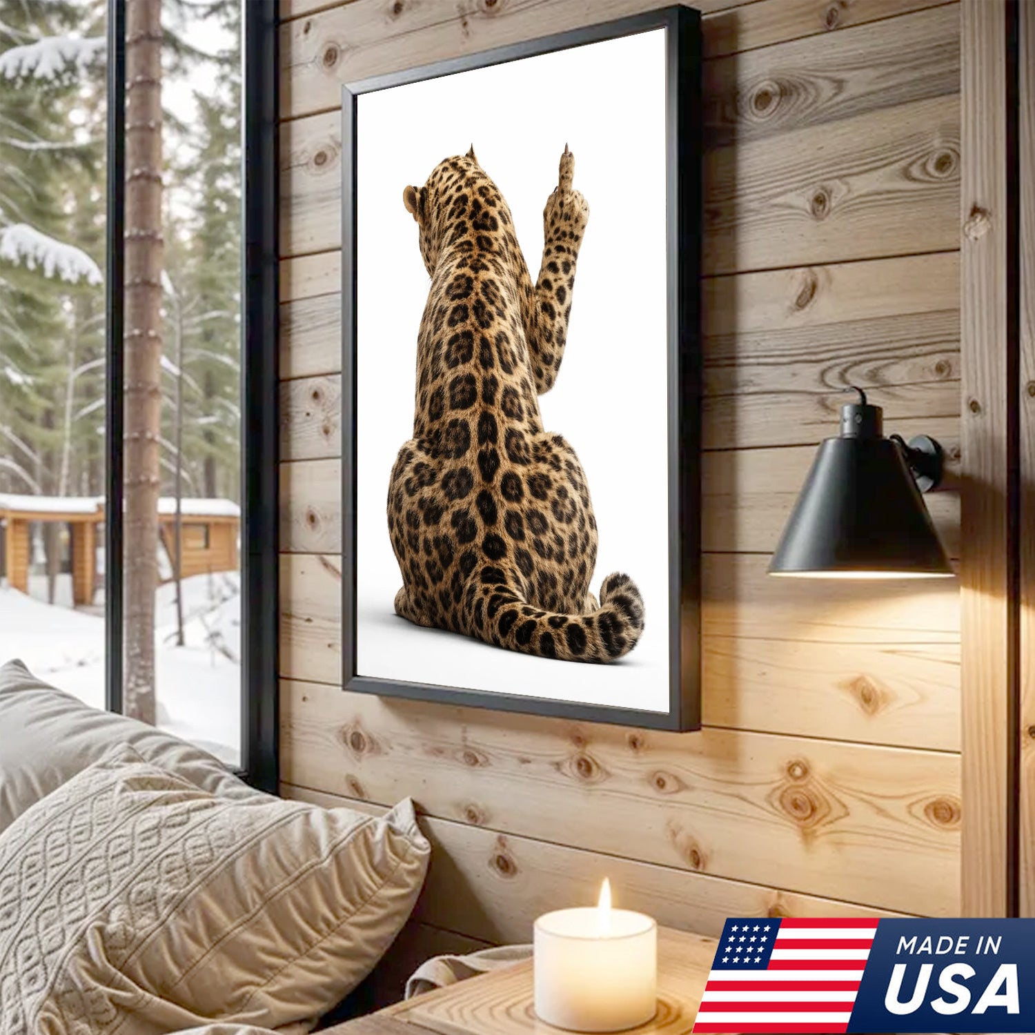 Funny Leopard Wall Art Canvas Set, Cool Animal Triptych Print
