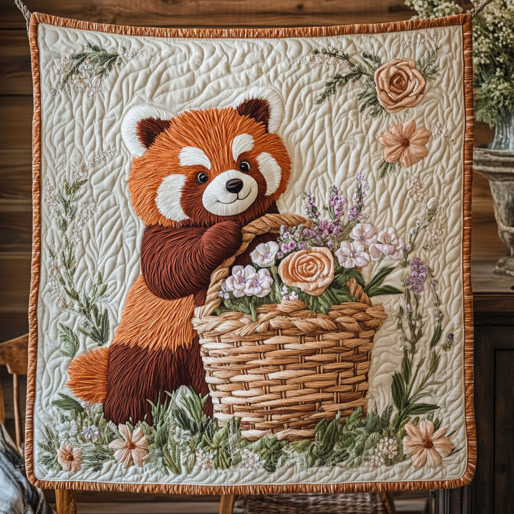 Flower Red Panda Warm Embrace Quilt Blanket
