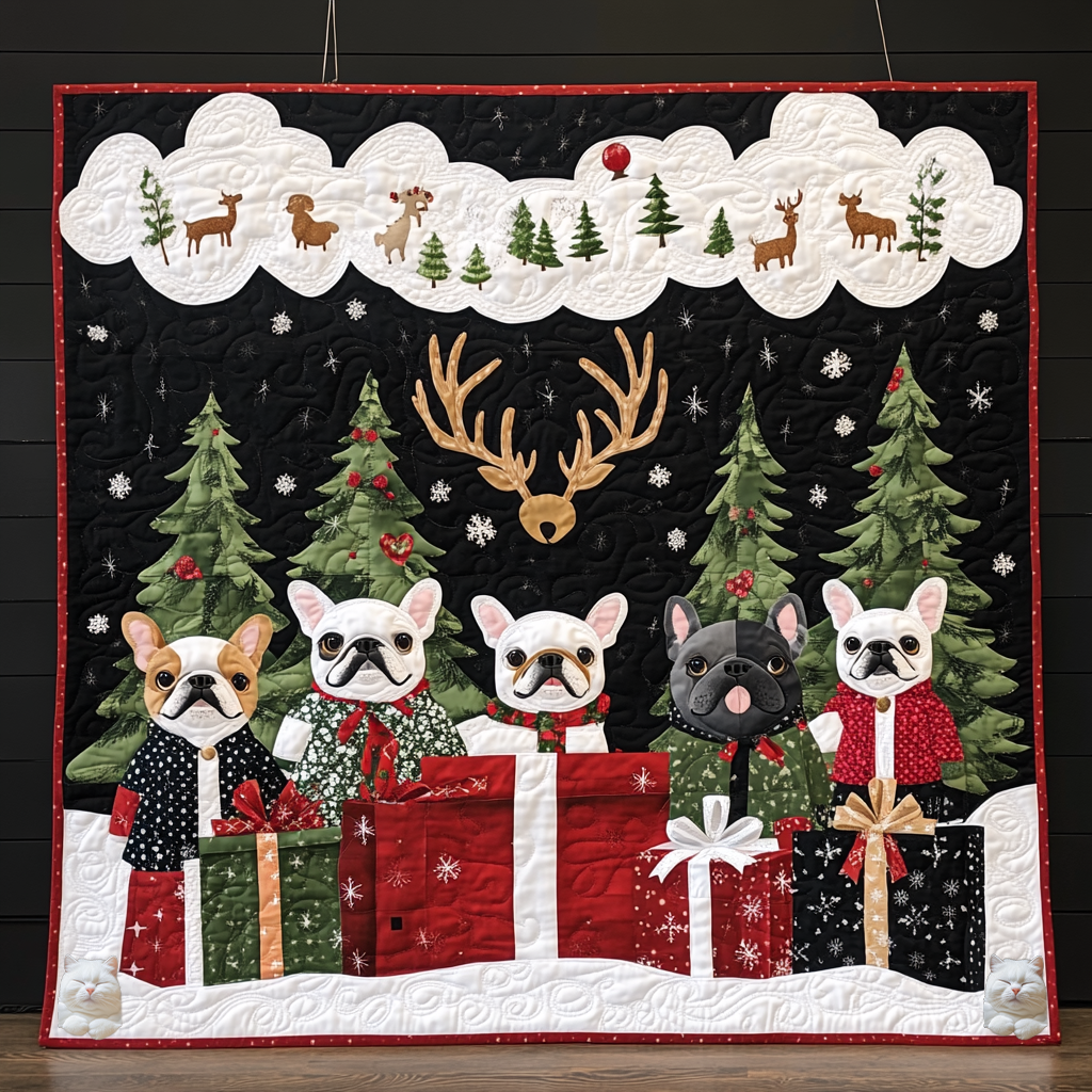 Christmas Dream French Bulldogs Quilt Blanket