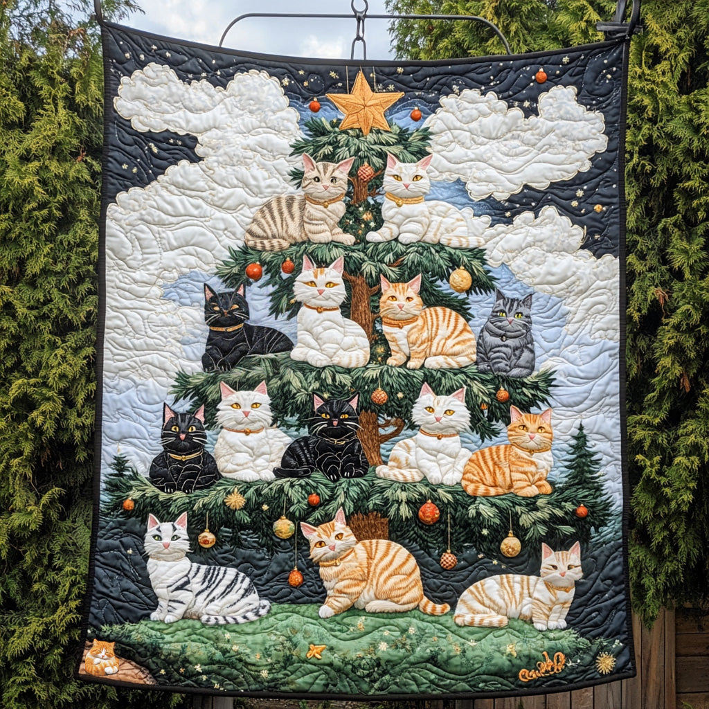 Christmas Cat Quilt Blanket