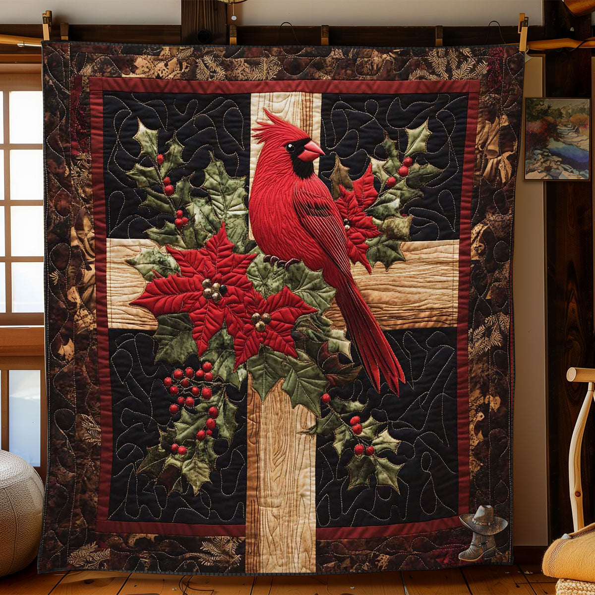 Cardinal Noel Winter Wonderland Quilt Blanket
