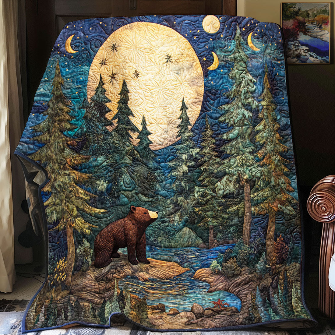 Bear In Forest Forest Haven Quilt Blanket