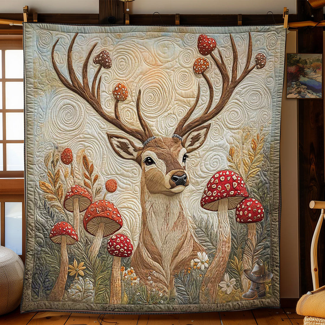Mystic Deer Forest Quilt Blanket