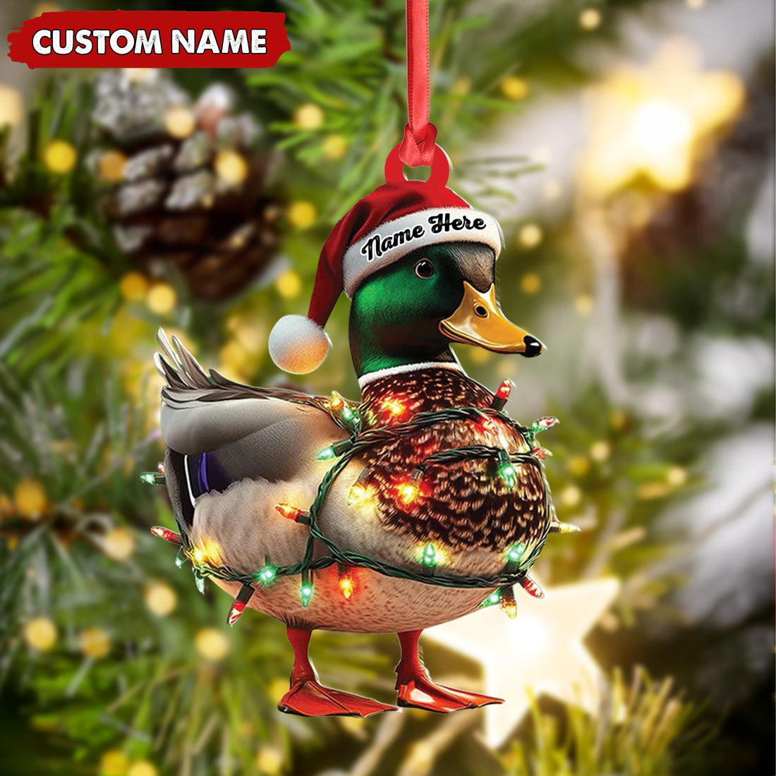 Personalized Duck Acrylic Christmas Ornament – Funny Custom Hunting Tree Decoration For Hunters