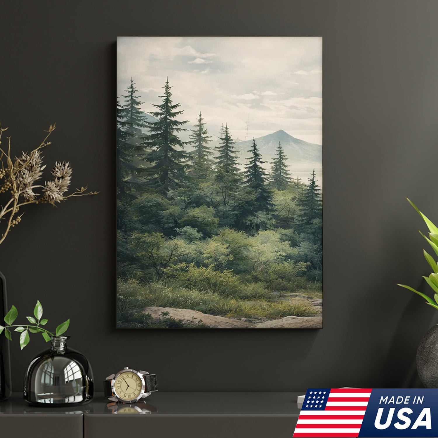 Bear Family Forest Triptych Canvas Wall Art Set, Peaceful Wildlife Landscape with Cubs, Warm Nature Inspired Living Room Home Decor Print
