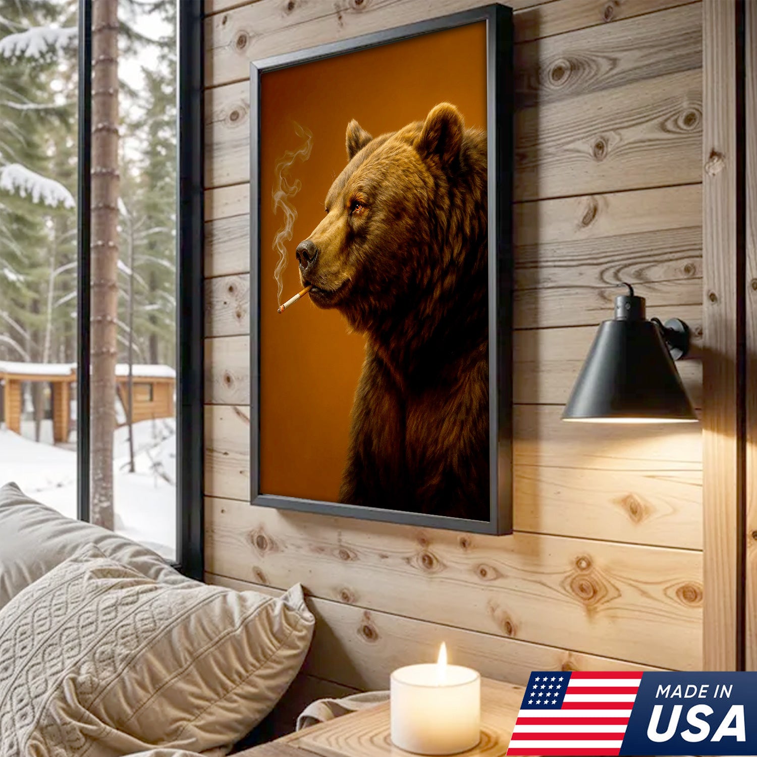 Grizzly Bear Canvas Wall Art – Majestic Rustic Wildlife Decor for Cabin, Lodge & Nature Lovers