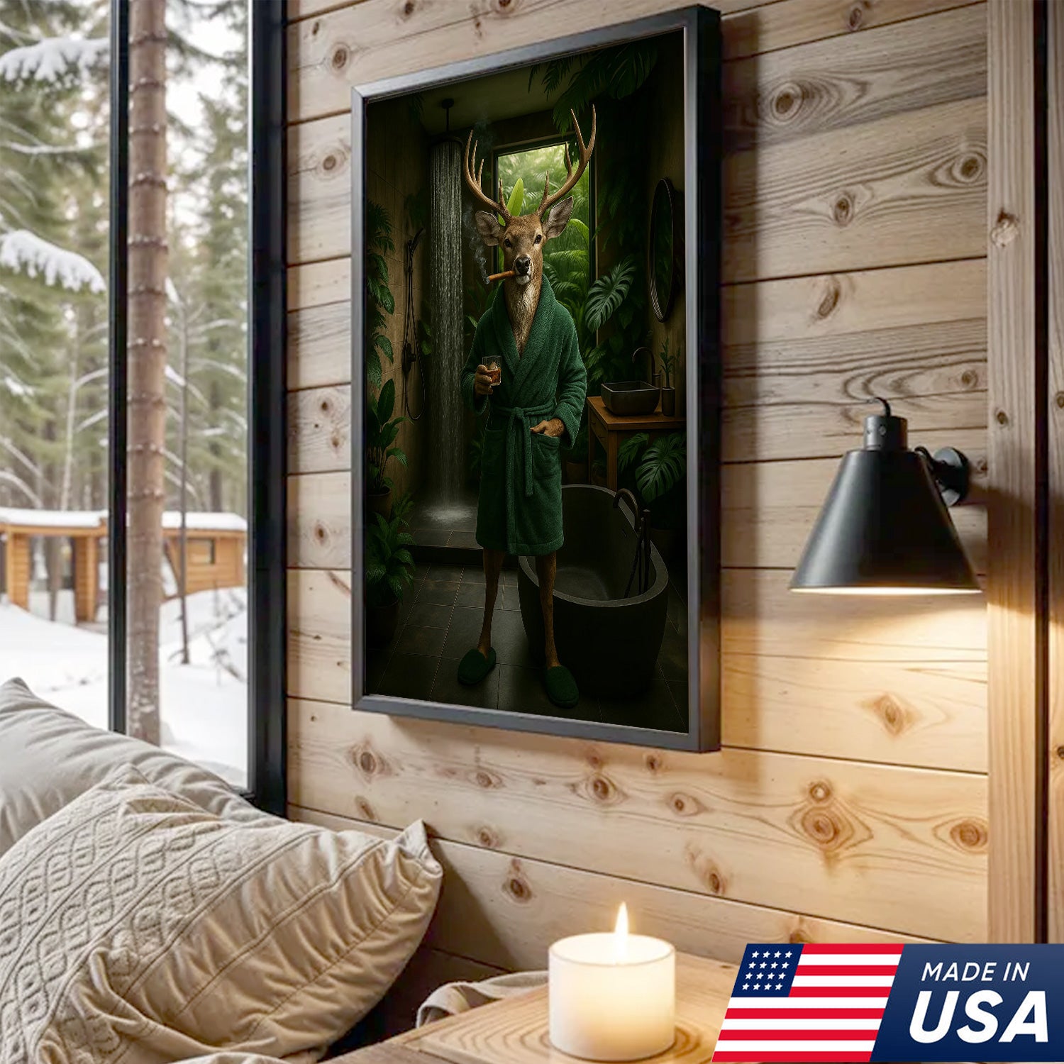 Gentleman Buck Canvas Wall Art – Sophisticated Deer Lodge Decor – Rustic Cabin Hunting Vibe
