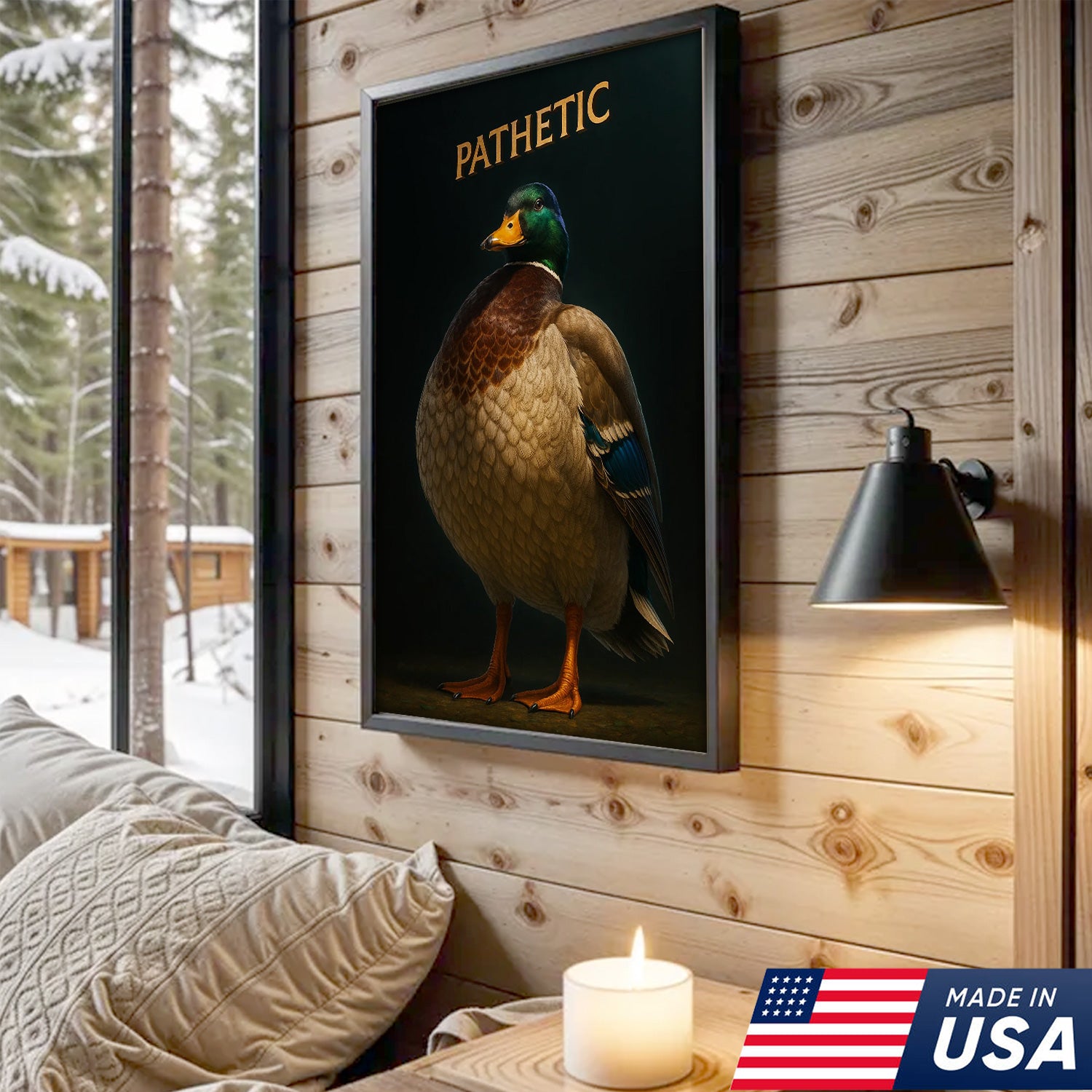 Pathetic Mallard Duck Canvas Wall Art – Funny Hunting Decor – Rustic Lodge Wall Print