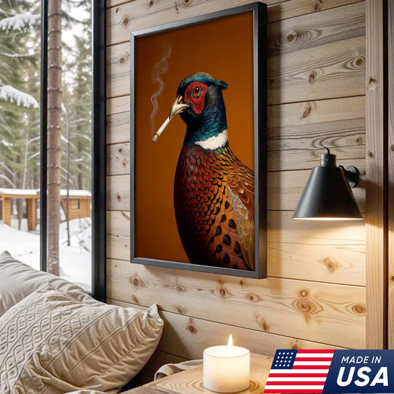 Pheasant Canvas Wall Art – Vibrant Rustic Wildlife Decor for Cabin, Lodge & Hunting Enthusiasts