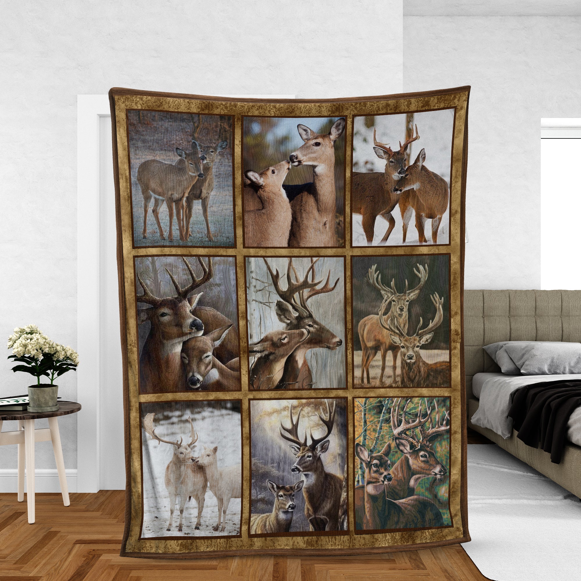 Buck & Doe Deer Lovers Fleece Blanket - Hunting Lodge & Cabin Decor Gift