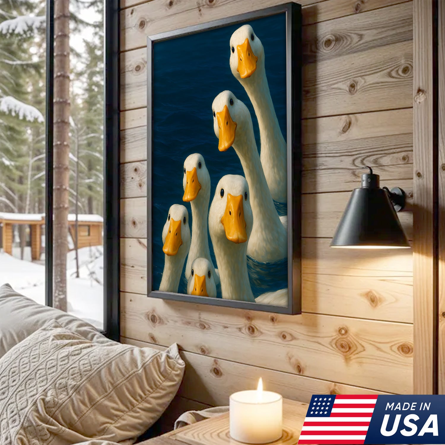 Funny Duck Canvas Wall Art – Quirky Farmhouse & Hunting Cabin Decor, Perfect Gift for Hunters