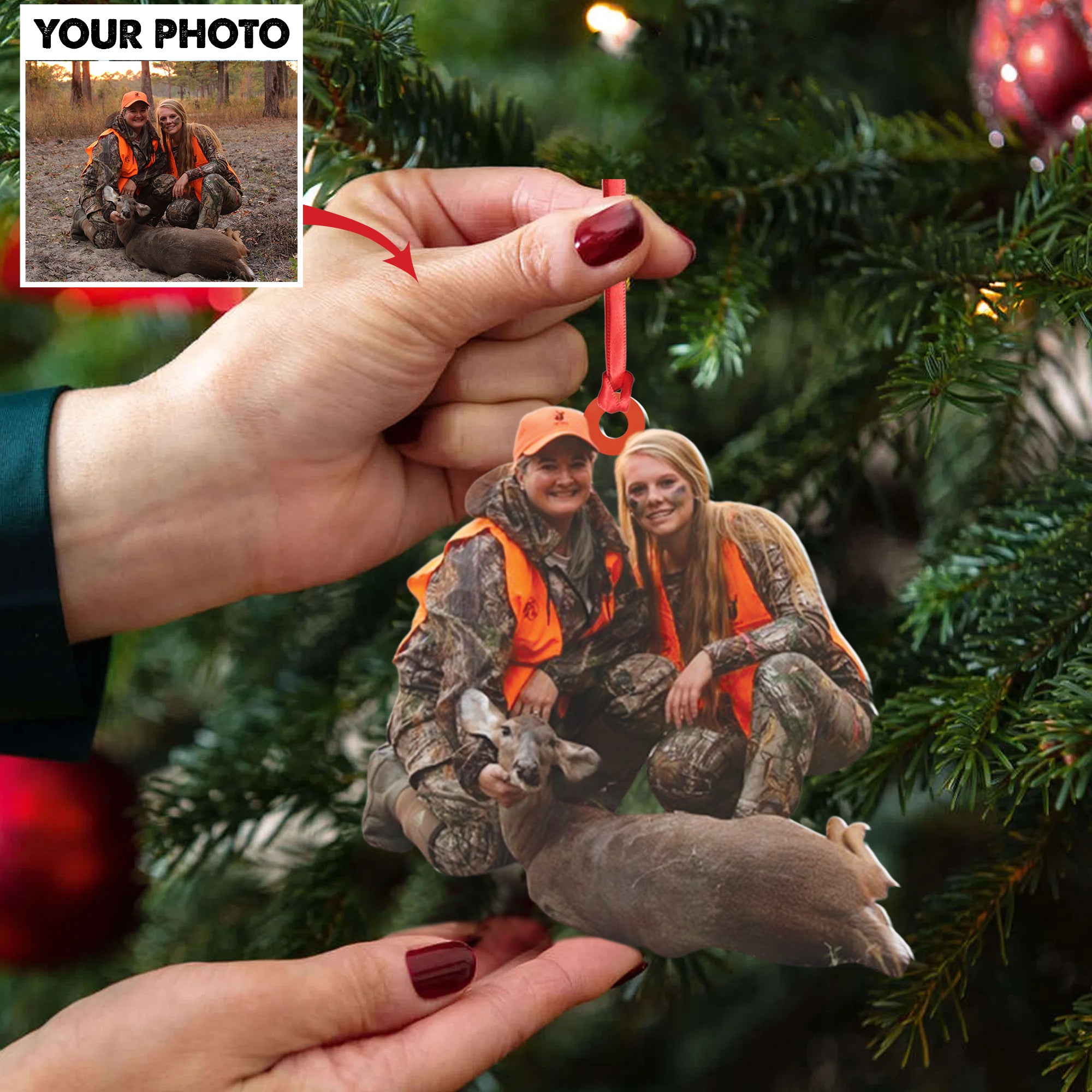 Personalized Hunting Acrylic Christmas Ornament – Custom Photo Gift for Hunters & Outdoor Lovers