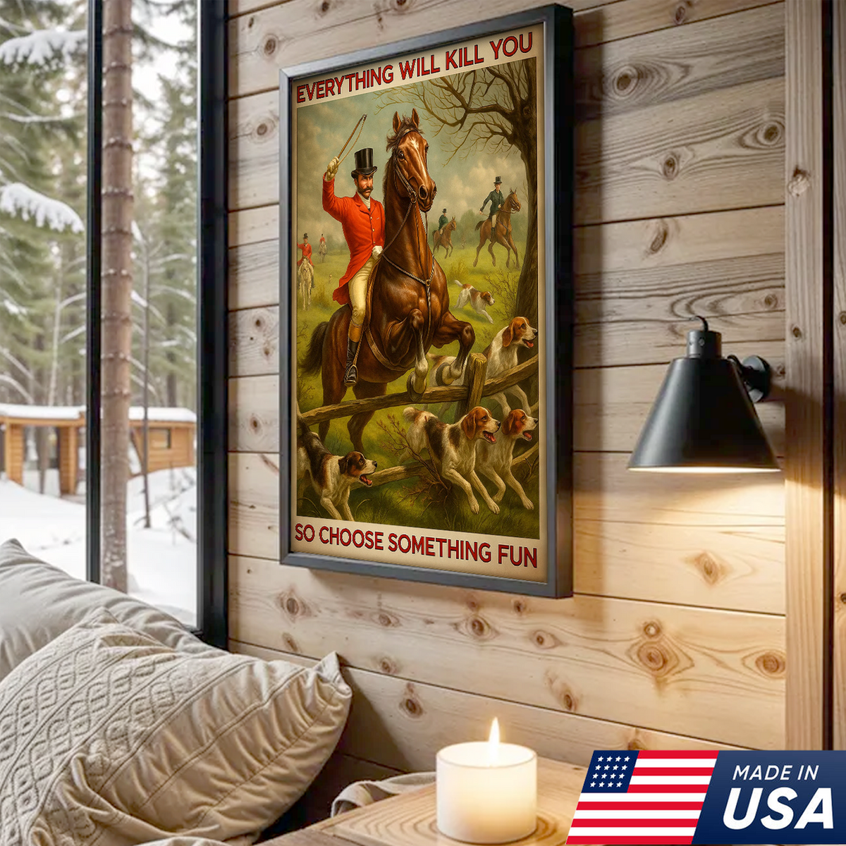 Funny Fox Hunting Canvas Wall Art – Vintage Equestrian Artwork, Rustic ...