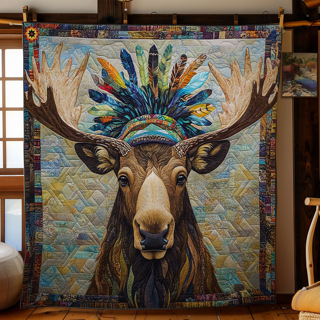 Native American Moose Quilt Blanket