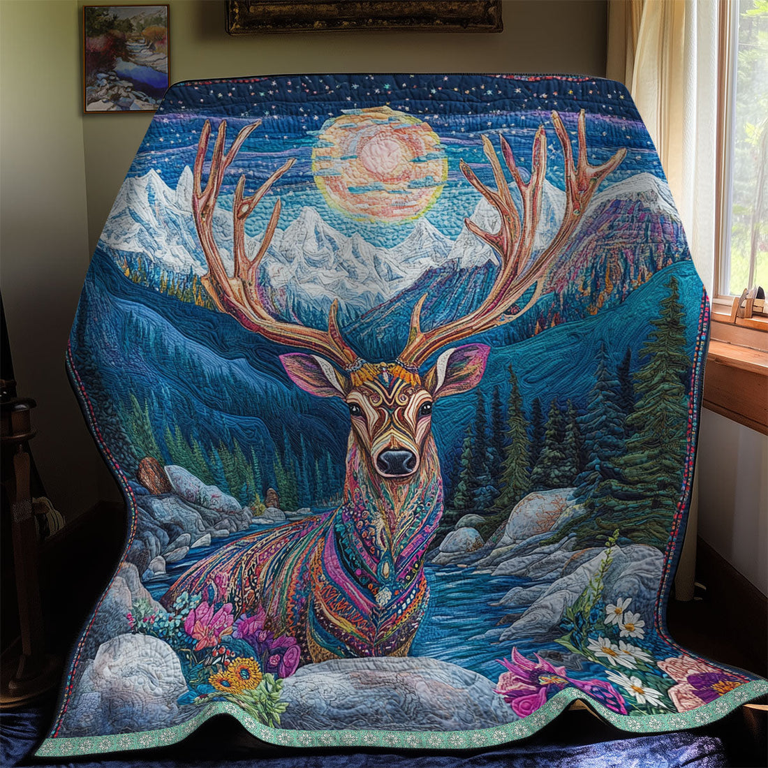 Majestic Deer Peaceful Retreat Quilt Blanket