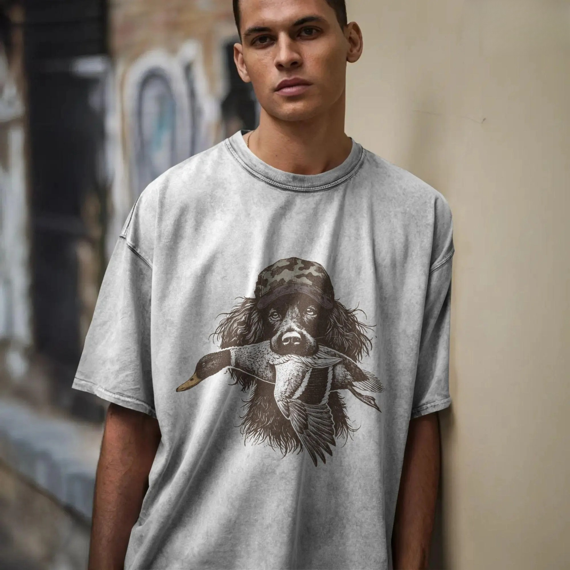 Boykin Spaniel Duck Hunting T-Shirt, Camo Hat Duck Dog Shirt – Hunting Dog Mallard Graphic Tee