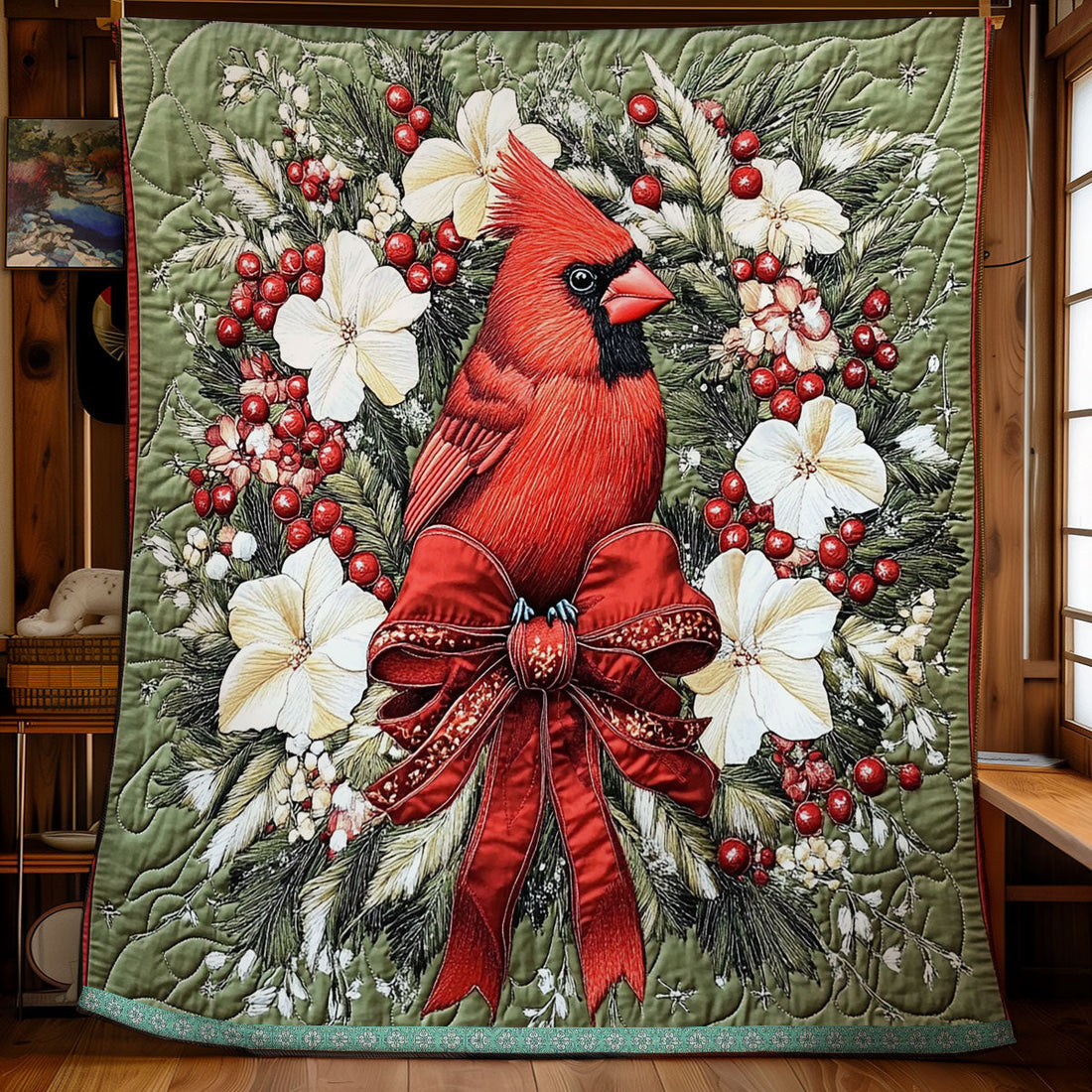 Cardinal Christmas Merry Moments Quilt Blanket