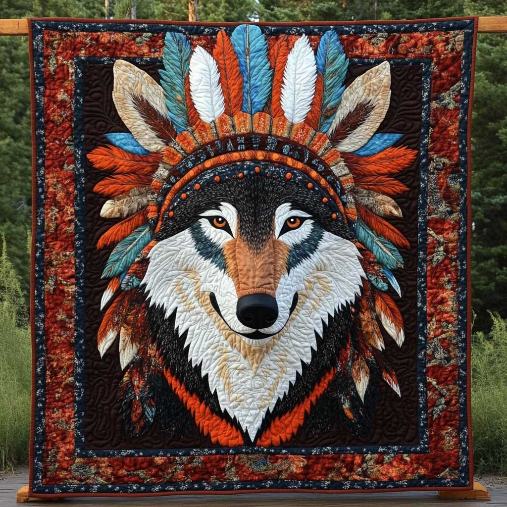 Wolf Spirit Native American Quilt Blanket
