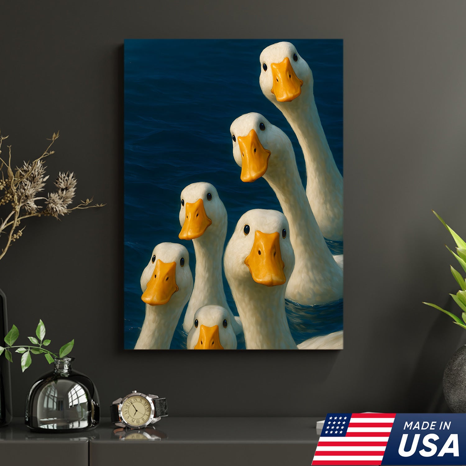 Funny Duck Canvas Wall Art – Quirky Farmhouse & Hunting Cabin Decor, Perfect Gift for Hunters
