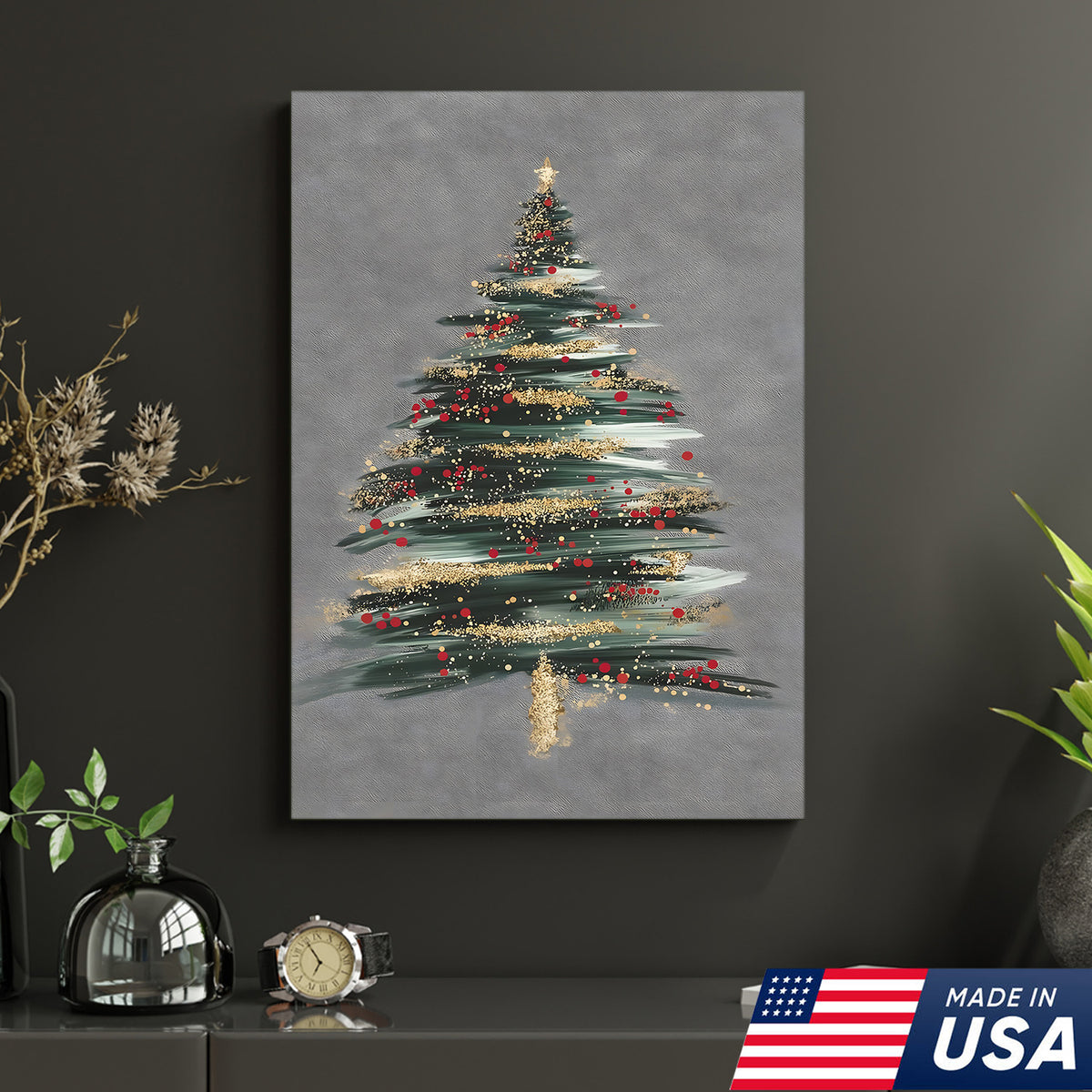 Golden Noel Christmas Canvas