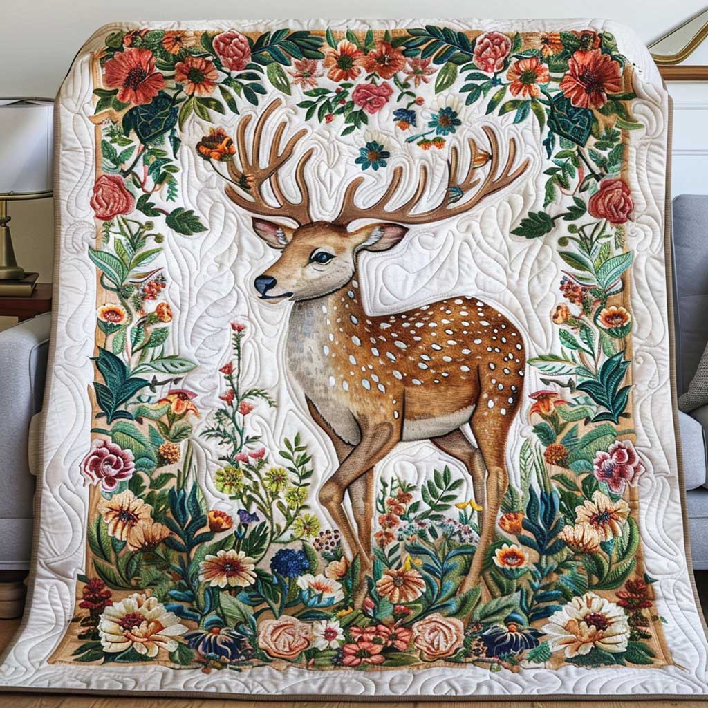 Nature Deer Quilt Blanket