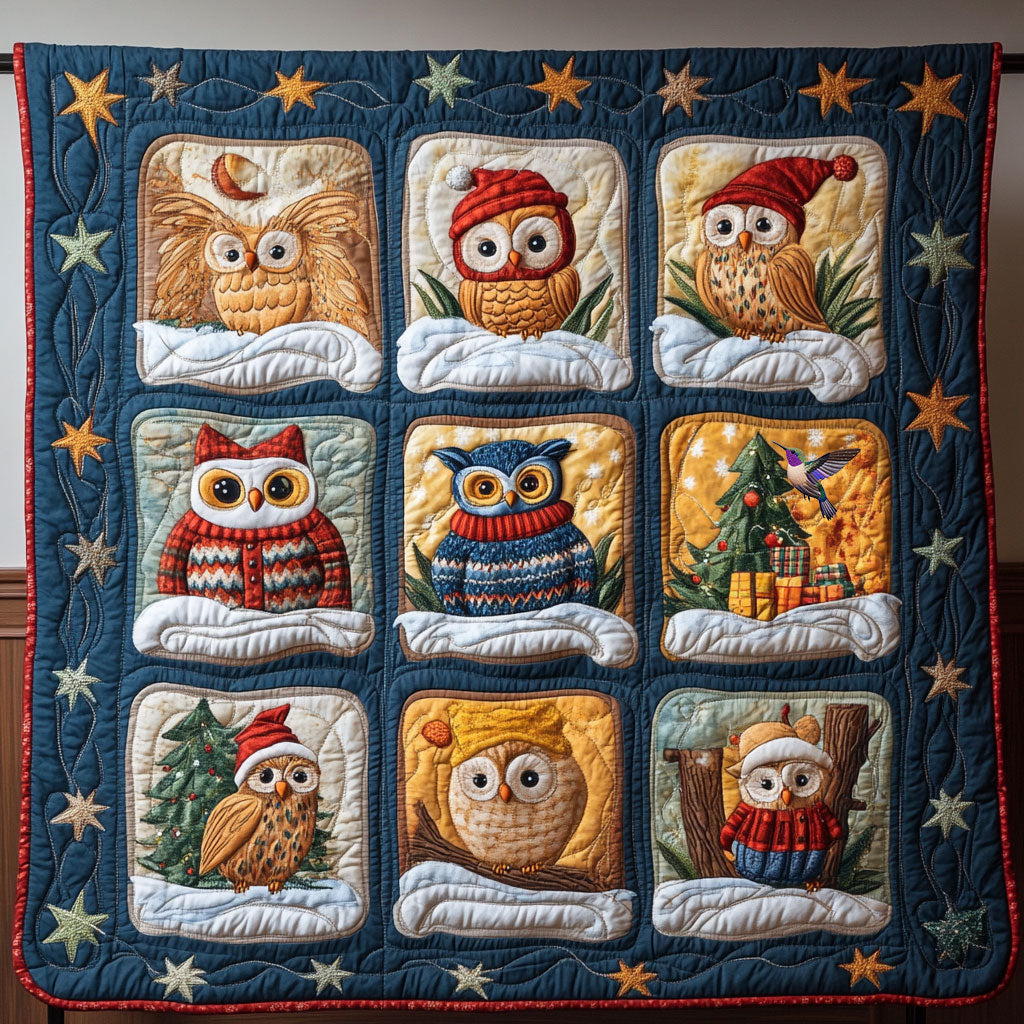 Christmas of Owls Quilt Blanket