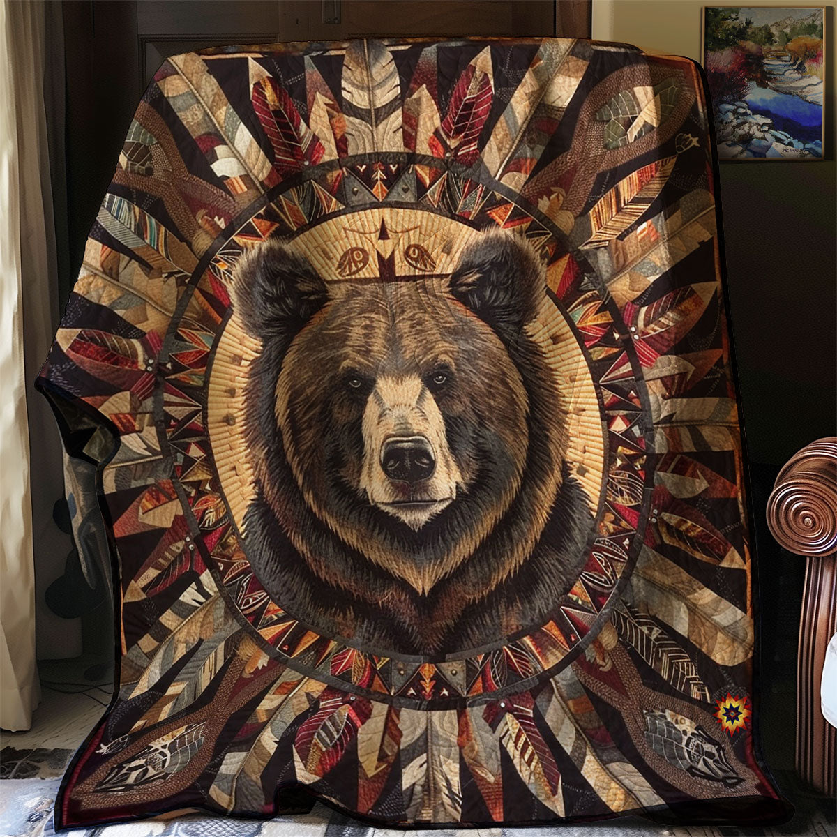 Bear Native American Stillwater Retreat Quilt Blanket