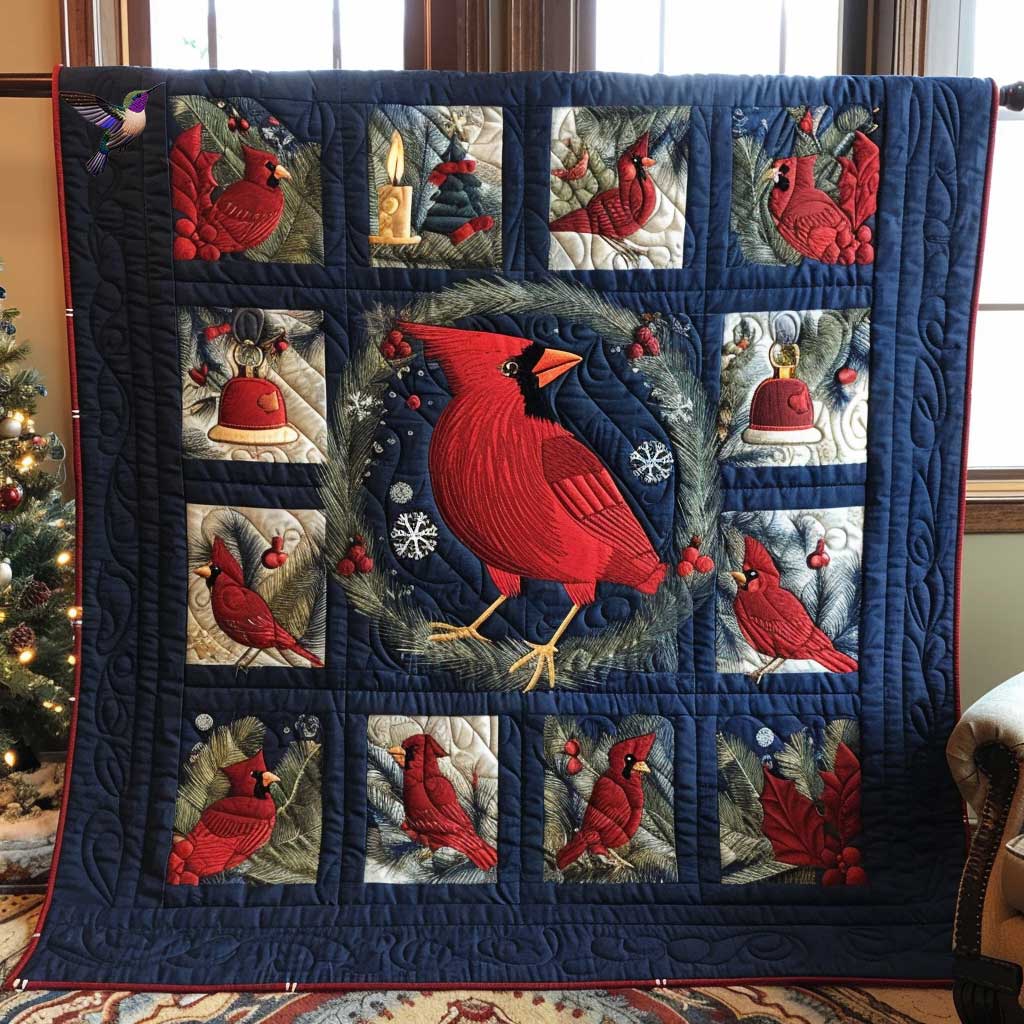Christmas Eve Cardinal Quilt Blanket