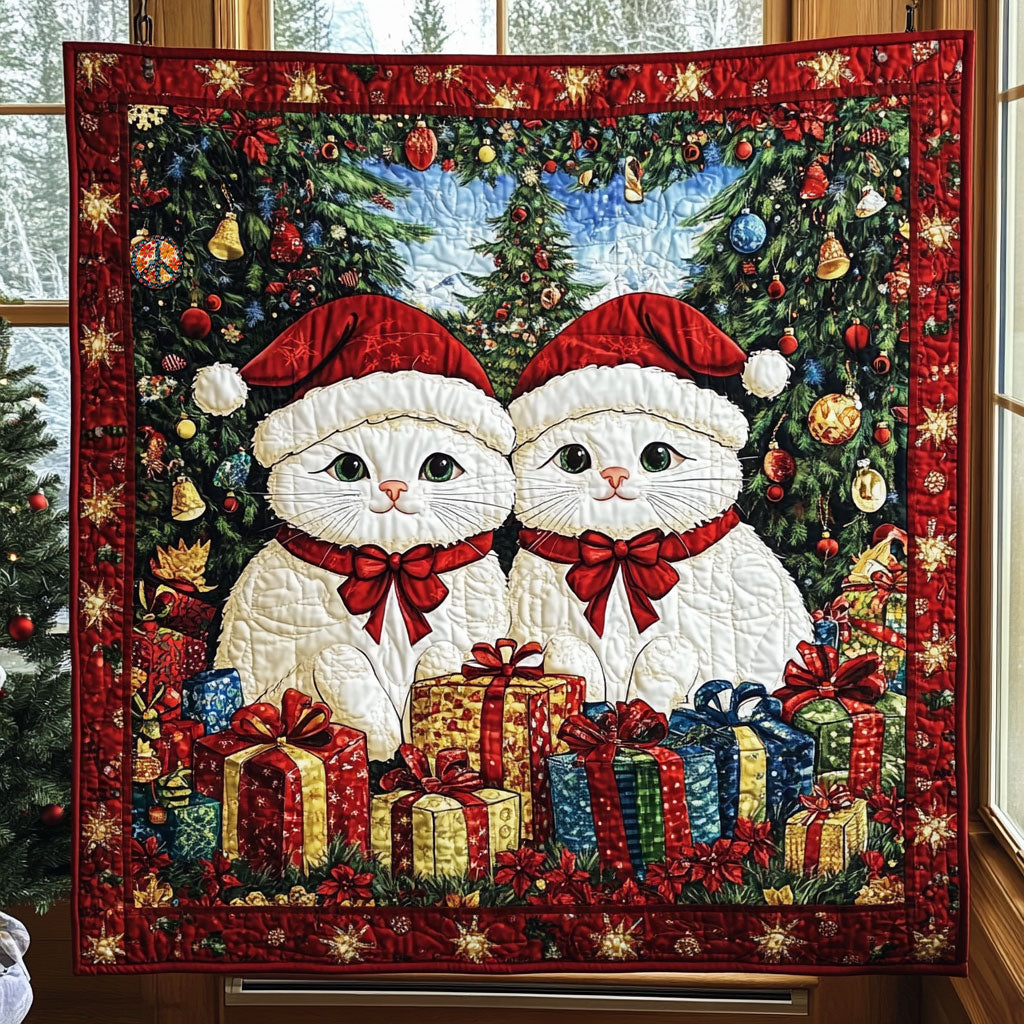 Christmas Cat Gift Quilt Blanket