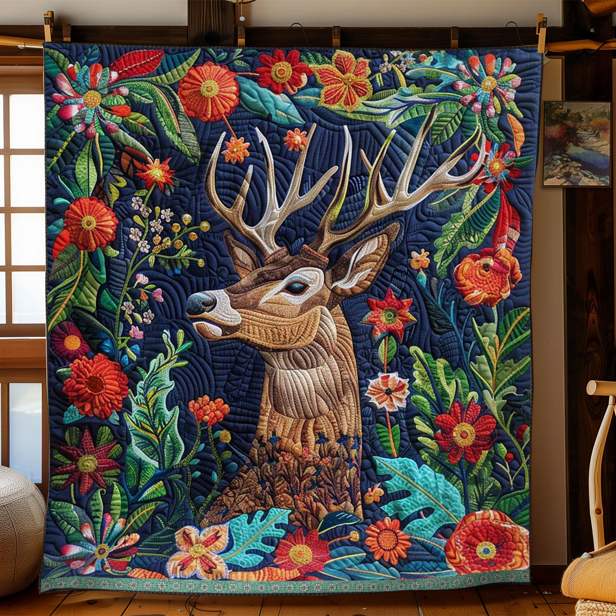 Forest Deer Quilt Blanket