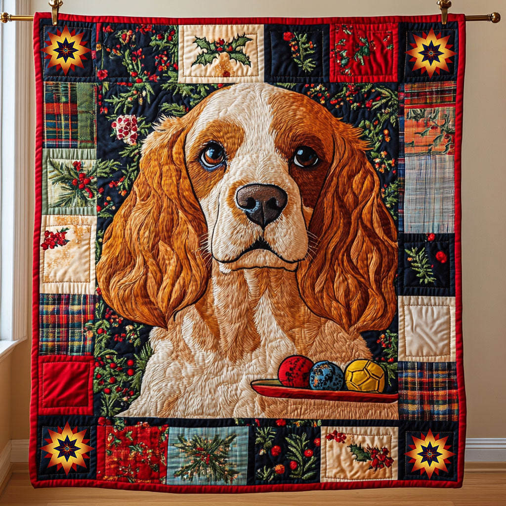 Christmas of Cocker Spaniel Quilt Blanket