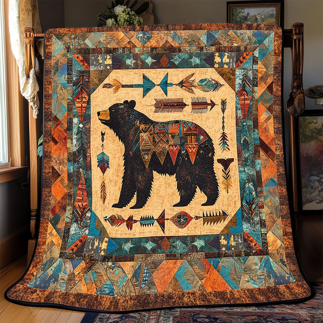 Bear Native American Gentle Haven Quilt Blanket