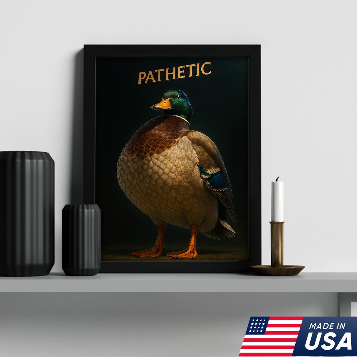 Pathetic Mallard Duck Canvas Wall Art – Funny Hunting Decor – Rustic Lodge Wall Print