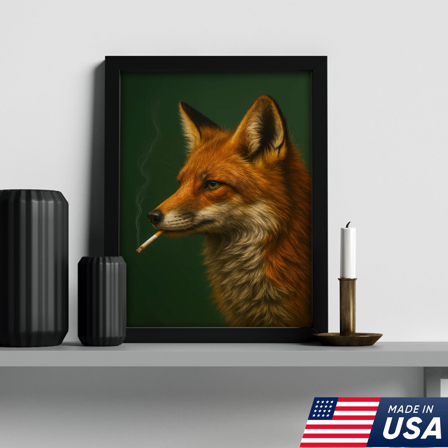 Rustic Red Fox Canvas Wall Art – Nature Inspired Cabin Decor – Unique Wildlife Wall Hanging