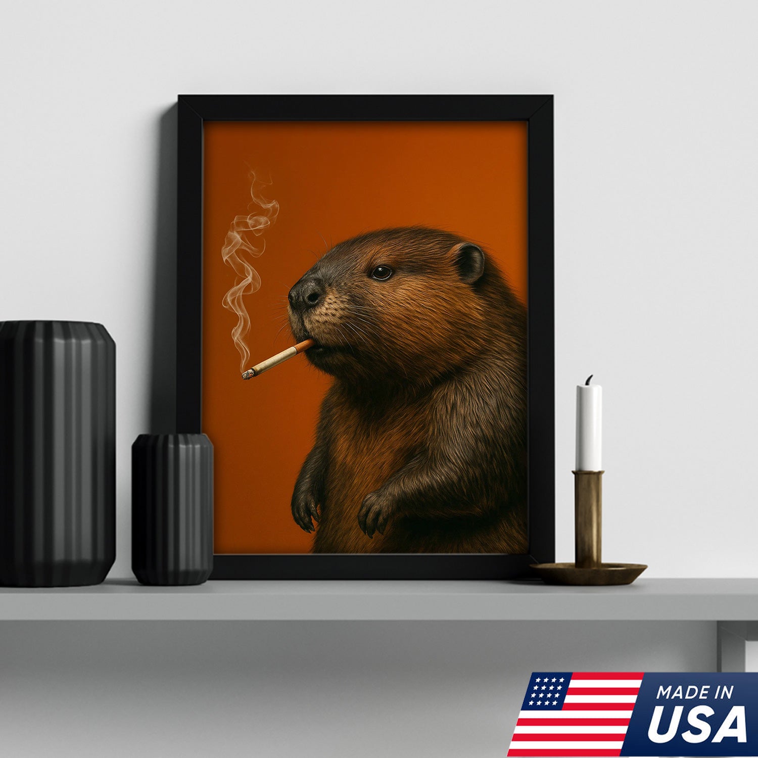 Beaver Canvas Wall Art – Rustic Wildlife Decor – Hunting Cabin Artwork – Woodland Nature Print – Lodge and Farmhouse Wall Hanging