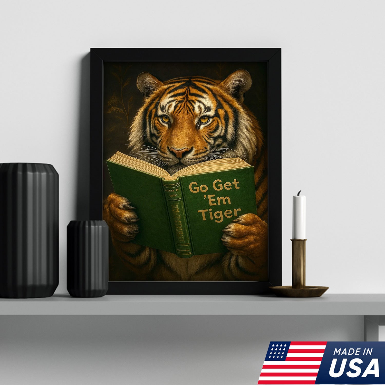 Motivational Tiger Canvas Wall Art - Inspiring Reading Animal Design - Bold Wildlife Artwork for Home Decor