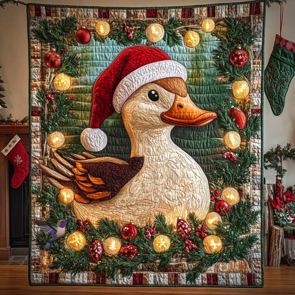 Duck In Lights Quilt Blanket